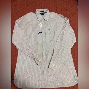 Tommy Hilfiger Men's Pinstripe Dress Shirt - White and Gray